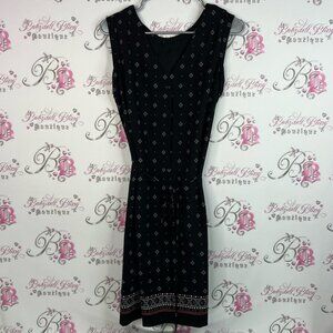 Gap Dress tank style tie up belted Aztec boho Elegant Black Patterned Dress